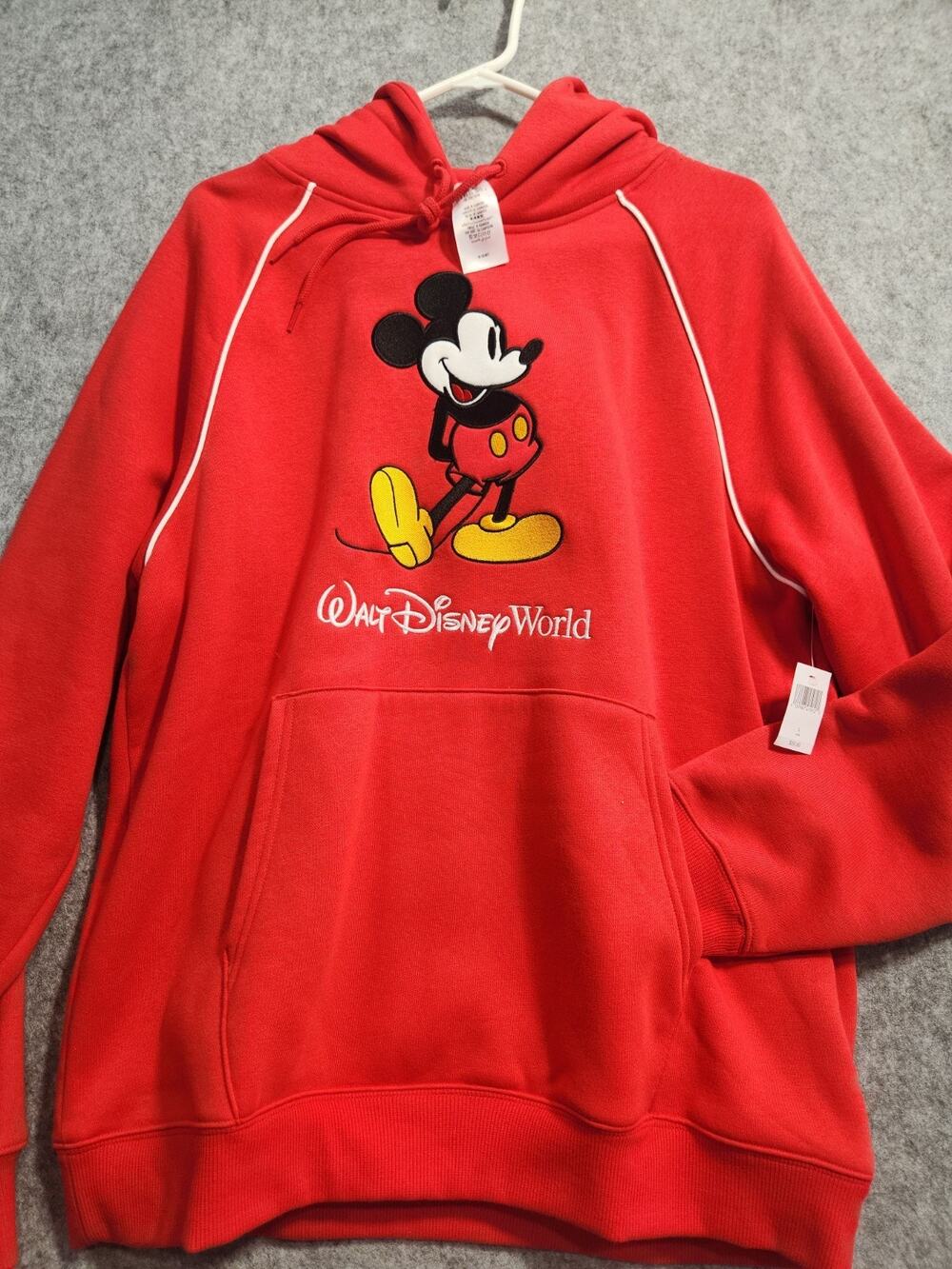 Disney Parks Walt Disney World Mickey Mouse Pullover Hoodie Red Adult Large NWT